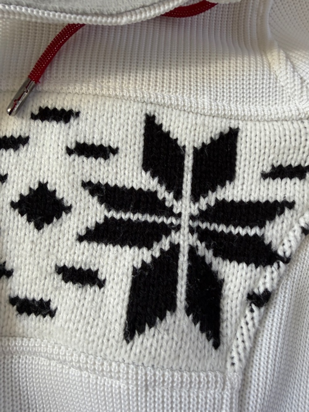 Spyder White Hooded Zip Jacket with Black Nordic Panel and Red Drawcord - Picture 3 of 6